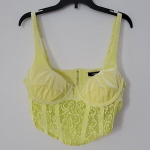 AFRM Ama Velvet Ribbed Corset Tank in Sunny Lime NWOT